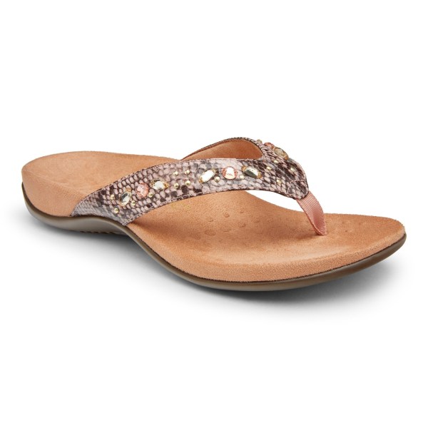 Vionic Sandals Ireland - Lucia Toe Post Sandal Brown Snake - Womens Shoes Discount | IEXOM-5324